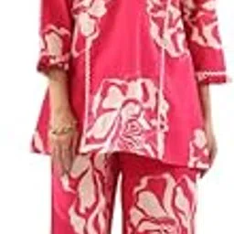 jisora Women's Pink Printed Cotton Co-ord Set-picture-35