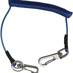 UJEAVETTE Retractable Coiled Fishing Lanyard Steel Wire Pier Rope Tether Blue-picture-43