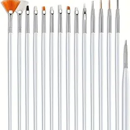 15pcs Acrylic Nail Art Design Painting Tool Pen Polish White Nail Brush Set-image-25