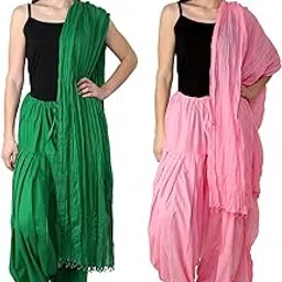 branded filter products Women's Cotton Patiala Salwar With Dupatta Set Combo(Free Size, Green & Baby Pink)-picture-14
