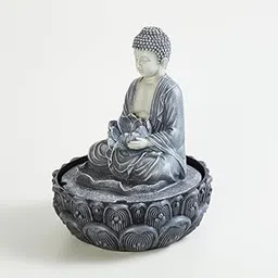 Buddha Water Fountain - Decorative Indoor Tabletop Waterfall with LED Lights and Lotus Base - Ideal for Home, Office, Meditation & Relaxation-image-24