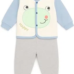bold n elegant Cotton Baby Winter Fleece Full Sleeve Front Button Colorful Cartoon Printed Sweatshirt and Pajama Lower Clothing Set for Newborn Infant Toddler Baby Boy Girl-picture-23