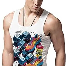 me funky Men’s White Cotton Vest – Sleeveless Tank Top for Gym, Running & Casual Wear | Breathable & Comfortable-picture-16
