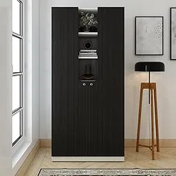 A GLOBIA CREATIONS Verlin 2 Door Wardrobe Engineered Wood | Matte Finish | Wenge Color | Bedroom Storage | 6 Shelves & 2 Hanger Rods | Termite & Scratch Resistant | 36-Month Warranty-picture-10