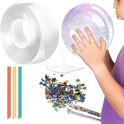 D-fix® Nano Tape with 1 Glitter Flakes Stars 3 Straw for Balloon Double Sided Ivy Grip Tape for Walls Washable Reusable Strong Sticky Strips Multicolor Moon & Heart Art and Craft DIY kit-3METER-picture-28