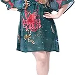 sun-rose fashions Women's Sea Animal Print Georgette Kaftan Dress, Knee-Length,-picture-49