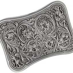 trendynest Vintage Retangle Western Floral Arabesque Pattern Belt Buckle Mens Silver | Mens Accessories | Belt Buckles-picture-56