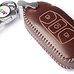 JVCV® Car Styling Soft Handmade Leather Key Cover Compatible with Tata Curvv Tiago Tigor Punch Hexa Nexon Zest Bolt Safari Storme Flip Key (Brown)-picture-54