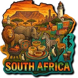 COMONOT South Africa Design Decorative Wooden Fridge Magnet, HD Print, 7.6x7.6 cm, International South Africa Souvenir | Fridge Decoration Magnet for Kitchen & Home Decor | Stylish Fridge Magnet-picture-25