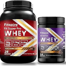 Fitspire Fit Super Pro & Nitra Whey Protein | 36g Protein | 7.76g BCAA | 0 Added Sugar | Muscle Growth & Recovery | DigeZyme For Easy Digestion-(Double Chocolate & Belgian Chocolate,3 lbs)-picture-27