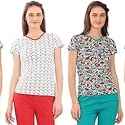 Zebu Women's Cotton Printed Top (Medium) - Pack of 4-picture-13
