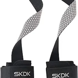 SKDK Strong Cotton Power Lifting Straps Wrist Grips-Deadlift Straps with Neoprene Wrist Padded and Anti-Skid Silicone-for Weightlifting Bodybuilding, Strength Training Pull UP(Pair) (Gray)-picture-22
