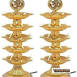 Diwali@Lighting Lamps for Pooja MAHA Pack 5 Layer Electric Diya Deepak Light Pooja Diya LED Light Mandir Diya for Home Temple Decor Electric Diya (Pack of 2)- |diwali63.4-image-73