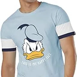 the souled store |Donald Duck Happy Face Round Neck Mens and Boys T-Shirt|Graphic Printed Half Sleeve|100% Cotton Blue Color T-Shirt-picture-29