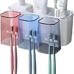 LXOICE Plastic Toothbrush Holder Wall Mounted, Toothbrush Holders for Bathroom, Brush Holder for Bathroom Wall Mounted, Bathroom Organizer, White-picture-16