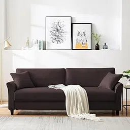 ZARA TRADING COMPANY Solid Sal Wood Dhwani Velvet 3 Seater Sofa Set for Living Room, Mocha Brown Color-picture-43