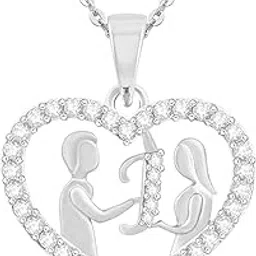 kanak jewels Couple Pendant "J" Letter Silver plated Valentine Latest American Diamond for Women Girls Girlfriend Men Boys Couples Lovers Design alphabet Cubic Zirconia Brass Chain Brass Pendant-picture-22