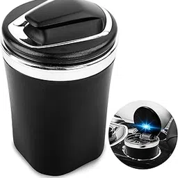 motiba Car Ashtray Ceramic Liner Four Vehicle Ashtray With Lid Portable Smell Proof Led Automobile Cup Holder Accessories For Indoor Outdoor Travel-picture-61