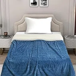 FABINALIV Ice Blue Solid Mild Winter 600 GSM Woollen Single Bed Comforter (FLSCO-1097-IBlue)-picture-35