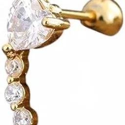 gold nera Loving Spark Helix Stud Piercing Single Stainless Steel Earring for Girls-picture-43