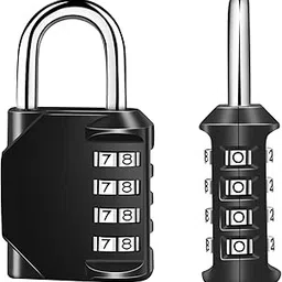4-Digit Combination Padlock for School Gym Locker, Sports Locker, Fence, Toolbox, Gate, Box, Hasp Storage (Black)-picture-46