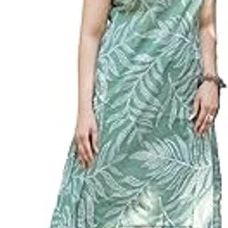 ssart Women's Elegant Rayon Kurta Palazzo Set, Dotted Leaf Pattern, Sleeveless Ethnic Traditional Indian Wear-picture-43