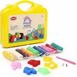 Aditi Toys Moldy Magic Play Dough with Foldable Suitcase, Multicolor Dough with 10 Colorful Dough & Sculpting Figures, Includes Googly Eyes, Non-Toxic Clay Dough, for Kids Above 3 Years (Yellow)-image-96