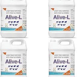 Alive-L Liver Tonic Fortified with Yeast & Vitamins for Livestock, Poultry, Horses, Camels, Calves, Pigs, Foals, Sheep & Goats | Premium Pet Health Supplements (5 Liter - Pack of 4)-picture-32