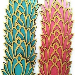 StepsToDo Set of 12 Golden Frame Lotus Flower Wooden Cutout. 6 with Rose Pink Base. 6 with Ocean Blue Base. Festive DIY Craft Material Kit. Decoration for Diwali, Dashera, Rangoli,Pooja, Wedding-picture-45