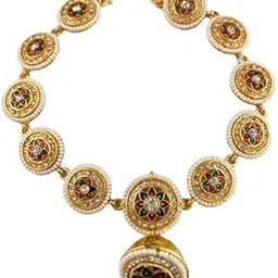 Gold Plated Brass Kundan Flower Design Hairband/Earring For Mathapati And Tikka/Mathapatti For Women/Girls/Bride (set of 1) (WHITE)-picture-41