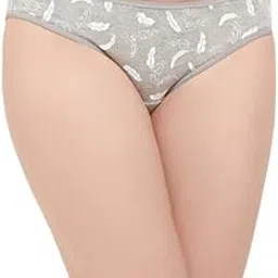 clovia Women's Cotton Low Waist Leaf Print Bikini Panty in Grey-picture-31