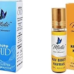 MISTIC Combo Pack of Alcohol Free Roll On Nav Booti and White Oud Attar For Men & Women | Premium Long Lasting Unisex Fragrance With Aroma Chemicals | Ideal For Daily Use & Signature Scent - 8 Ml Each (Pack of 2)-image-72