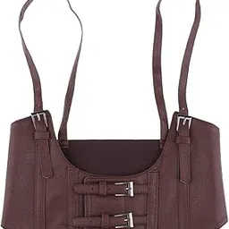 GUDMART Body Punk Leather Waist Belt for Women Girls Steampunk Under Bust Corset Belt Skinny Adjustable Shoulder Strap Body Belt for Shirt Blouse Dress Party (Brown)-image-14