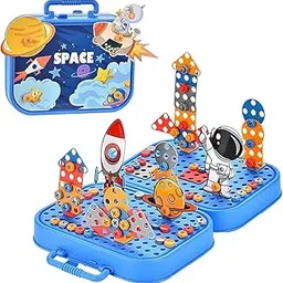 Space Theme Educational Building Set, STEM Construction Toy with Storage Case, Astronaut and Rocket Design-picture-13