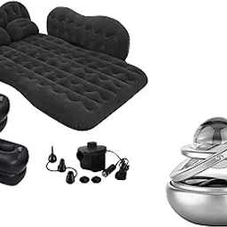 Drumstone 𝐂𝐨𝐦𝐛𝐨 C1111 Car Air Mattress Inflatable Bed with Pump & 2 Air Pillow Quick Inflatable Back Seat Bed Travel & Metal Car Double Loop Solar Fragrance Double Ring with Glass Ball Rotating-image-47