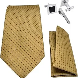 zitti Italian Silk Tie Pocket Square Set with Square Brass Cufflinks & Silver-Black Enamel Checkered Tie Pin | Premium Combo in Leather Box for Men – Formal Gift Set TP-34-picture-46