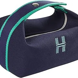 House of Quirk Makeup Bag for Purse Travel Makeup Bag Hanging Travel Toiletry Bag Portable Cosmetic Organizer Bathroom Storage Wash Bag Unisex (Blue)-image-3