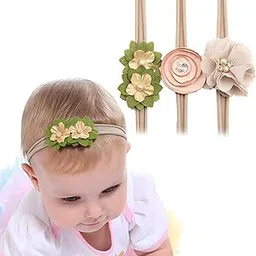 Bembika Vintage Floral Lace Nylon Headbands Accessories for Baby Girls (Set of 3) Multicolor-image-18
