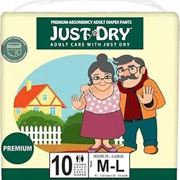 JUST DRY Permium Absorbency Adult Diaper Pants | Unisex Diaper Pants | Odour Control, Perfect Fit, Cotton Feel, Fast Absorption, Anti Leakage Protection | (M, 10.0, count)-picture-16