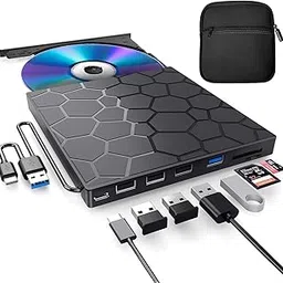 External CD/DVD Drive for Laptop, DVD Player for Laptop with Carrying Case, 8 in 1 USB 3.0 Ultra-Slim Portable, CD Burner External Optical Compatible with Laptop Desktop Mac,Windows 11/10/8/7-image-20