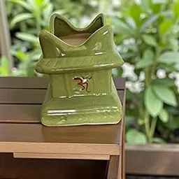 New Trend Craft.Ceramic Tulsi Pot, Green, Decorative Home Planter-image-17