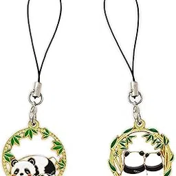 Pack of 2 Cute panda pair pendant phone charms aesthetic for girls women backpack hanging keychain key ring gold accessories necklace bracelet lobster clasp thread Ornament decor Smart combo-picture-36