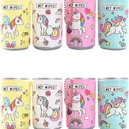 SAMVARDHAN Pack of 8 Unicorn Tin Shape Mini Wet Wipes Tissue, Extremely Portable Tin (Color may vary as Per Availability)-picture-48