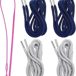 jetec Drawstring Cords Replacement Drawstrings with Easy Threader for Sweatpants Shorts Pants Jackets Coats (Grey Navy Blue)-picture-27