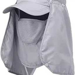 Oligitdi Polyester Sun Protection Cap For Men, Beach Fishing Hat, Summer Hat For Men, Round Sun Cap For Hiking, Fishing, Gardning, Travel (Grey)-image-2