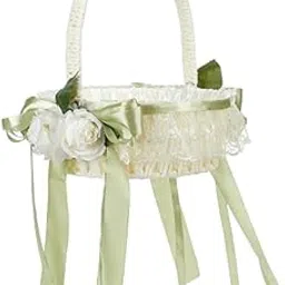 Flower Girl Basket Lace Satin Wedding Flower Basket for Party Ceremony Event-picture-21