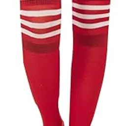 mattzig Women Thigh High Socks - 1 Pair (Red, White)-picture-49
