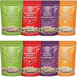 Rooted Delight All Time Favourite Makhana Combo Roasted Makhana | Pack of 8 (35g each) Low Calorie Healthy Puffed Snacks | Roasted Foxnuts | Garlic and Onion | Gluten Free | Zero Cholesterol & Trans Fat-picture-12