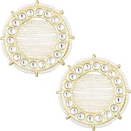 peora Gold Plated Kundan Studded Big Round Stud Earrings Ethnic Fashion Stylish Jewellery Gift for Women & Girls-picture-55