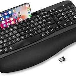 EAYBLLY Wave Keys Wireless Ergonomic Keyboard with Cushioned Palm Rest, Comfortable Natural Typing, for Large Hands, 2.4GHz Full Size Cordless USB Computer Keyboard, for Windows, Laptop, Mac-picture-20